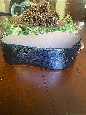 NWT $55 Ann Taylor Wide Black Leather Waist Belt